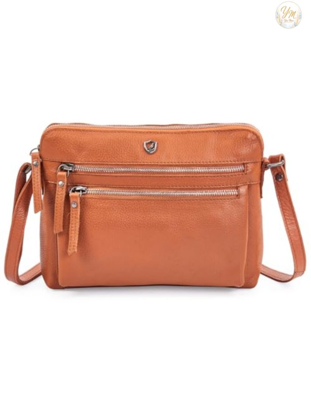Genuine Leather Crossbody Bag for Women Small Nappa Purse Multi Zip Travel